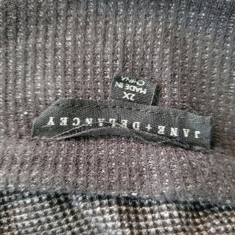 Jane + Delancey 2X Charcoal Grey Waffle Knit Roll Tab Sleeve Henley Top Shirt - Picture 8 of 10